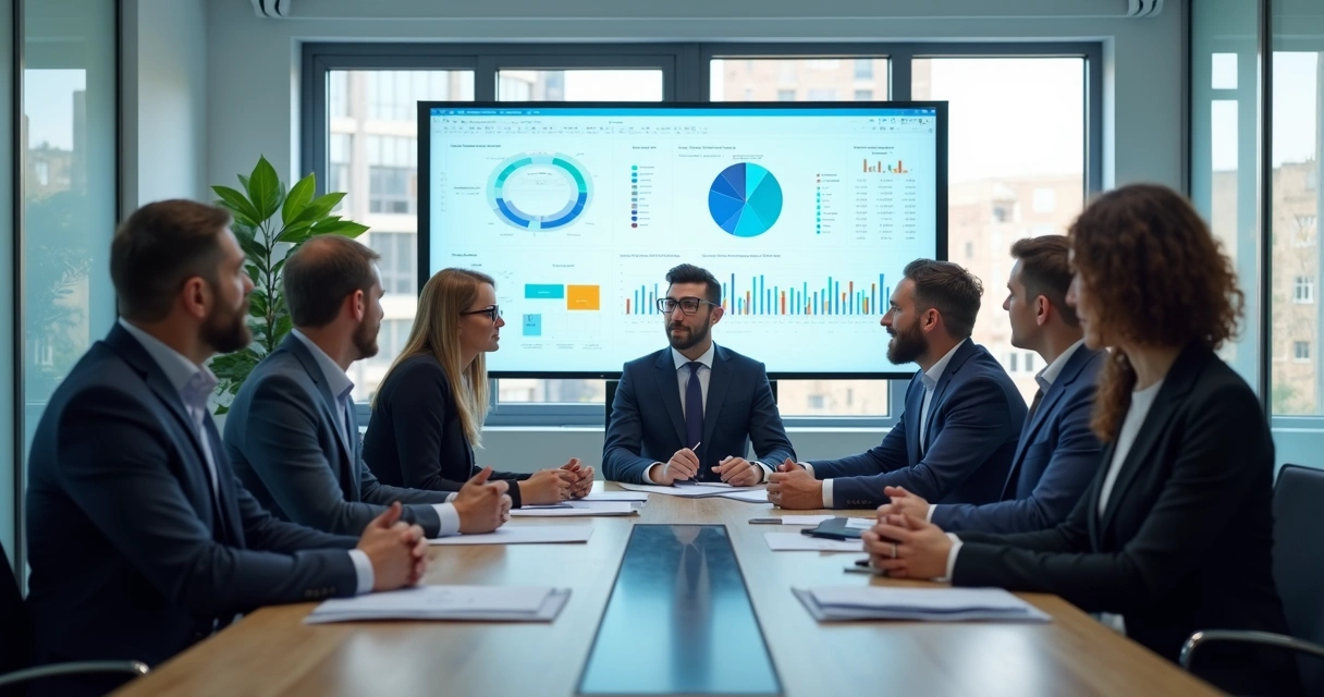 Reunião comercial com equipe analisando margens de diferentes produtos 