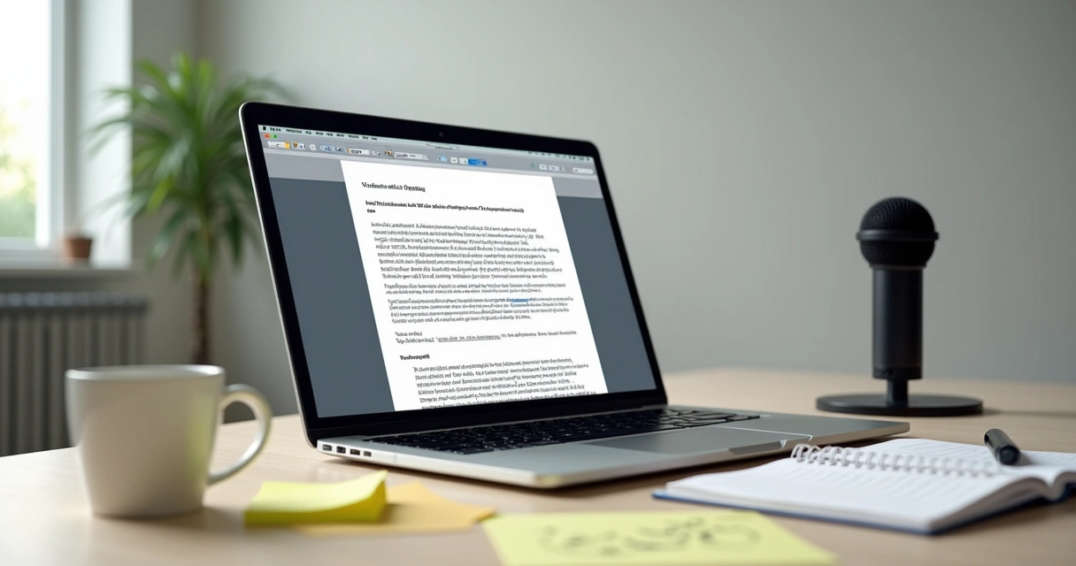 Documento digital sendo transcrito após reunião em condomínio 