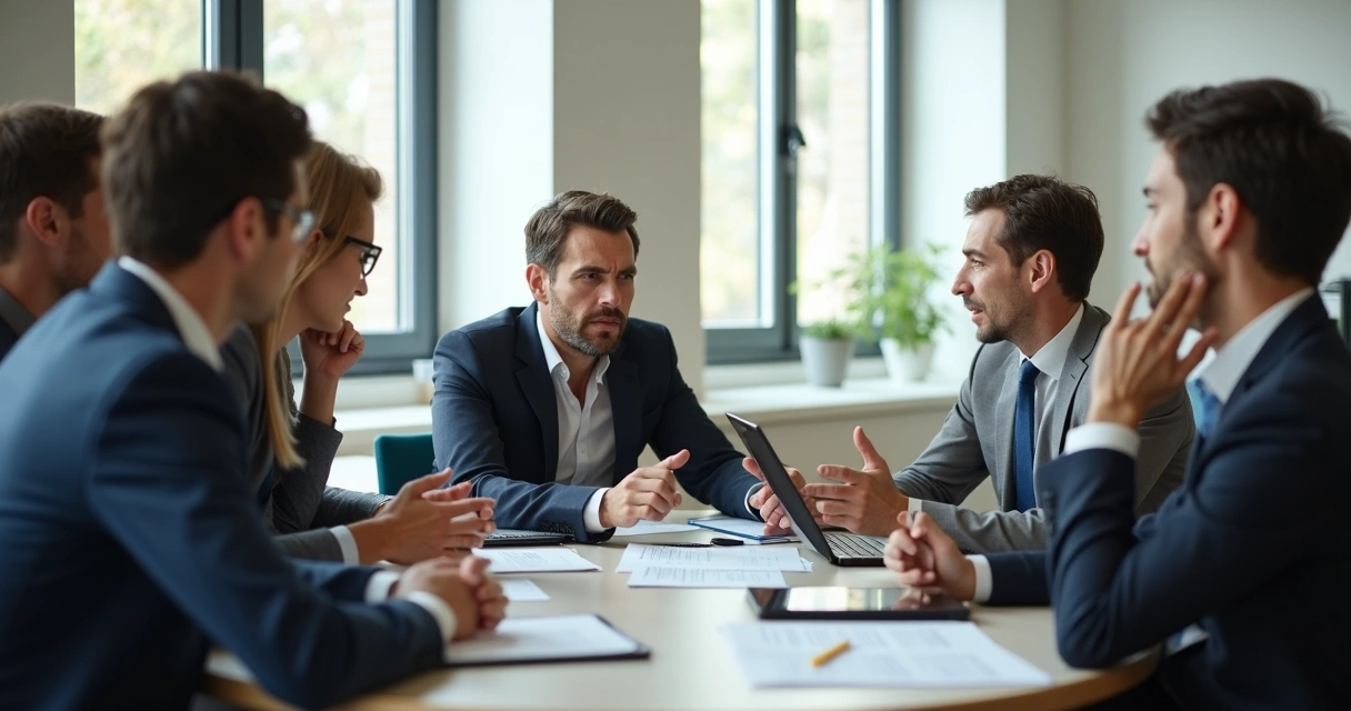 Colegas de trabalho discutindo em uma reunião de negócios 