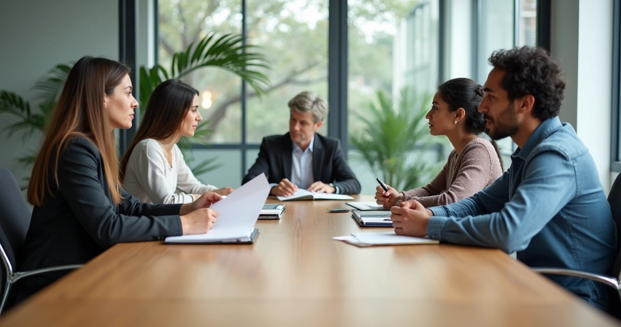 Conselho consultivo diverso em reunião estratégica 
