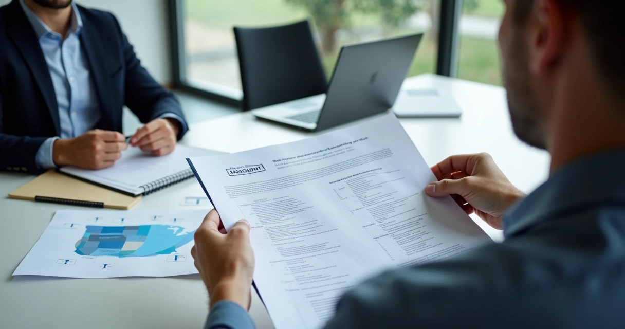 Reunião com consultor apresentando diagnóstico e contrato preliminar 
