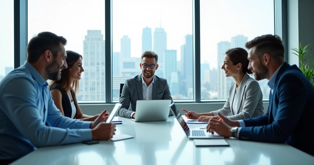 Reunião de consultoria empresarial em ambiente moderno 