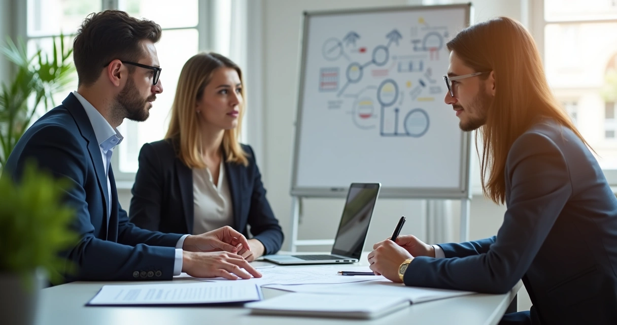 Consultor jurídico orientando fundadores de startup na elaboração de contratos 