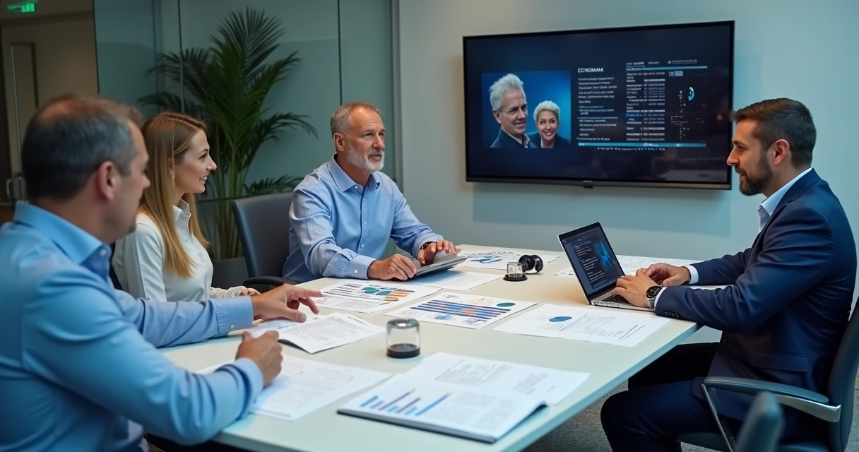 Reunião de consultoria tributária com documentos e gráficos 