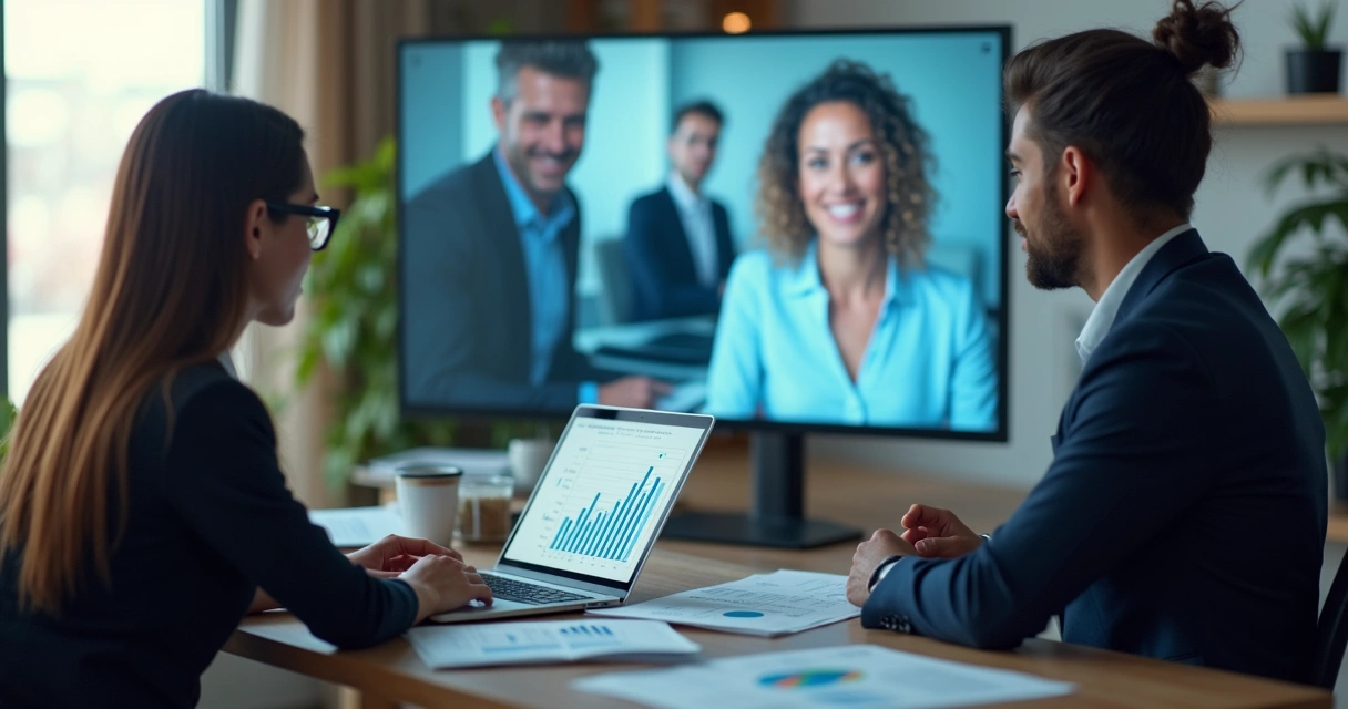 Reunião online de gestão contábil com relatórios 