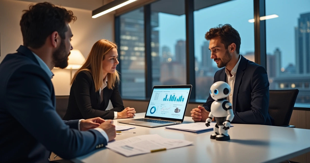 Equipe de contabilidade reunida com computador e gráficos 