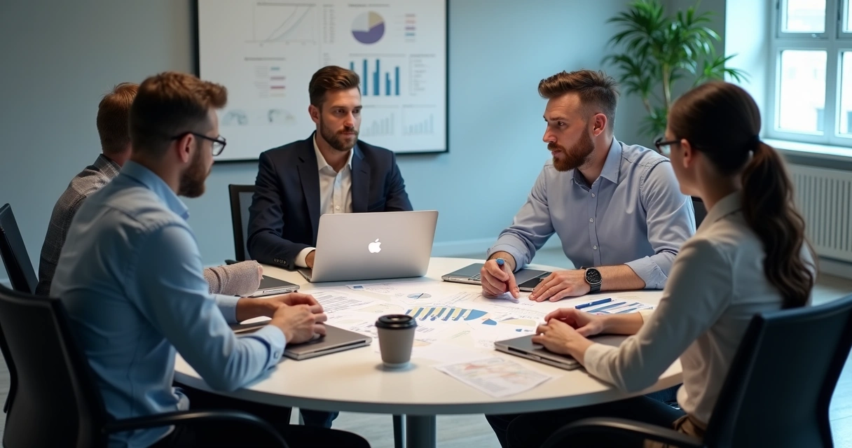 Contadores reunidos discutindo transformação digital em mesa redonda 