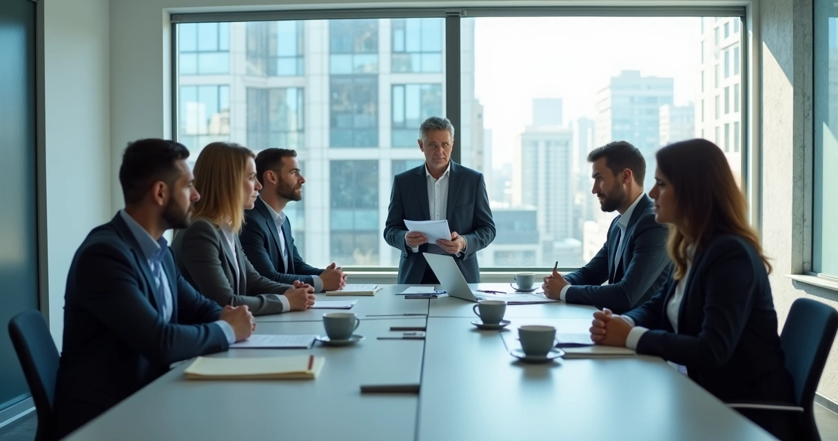 Equipe em reunião silenciosa com clima tenso