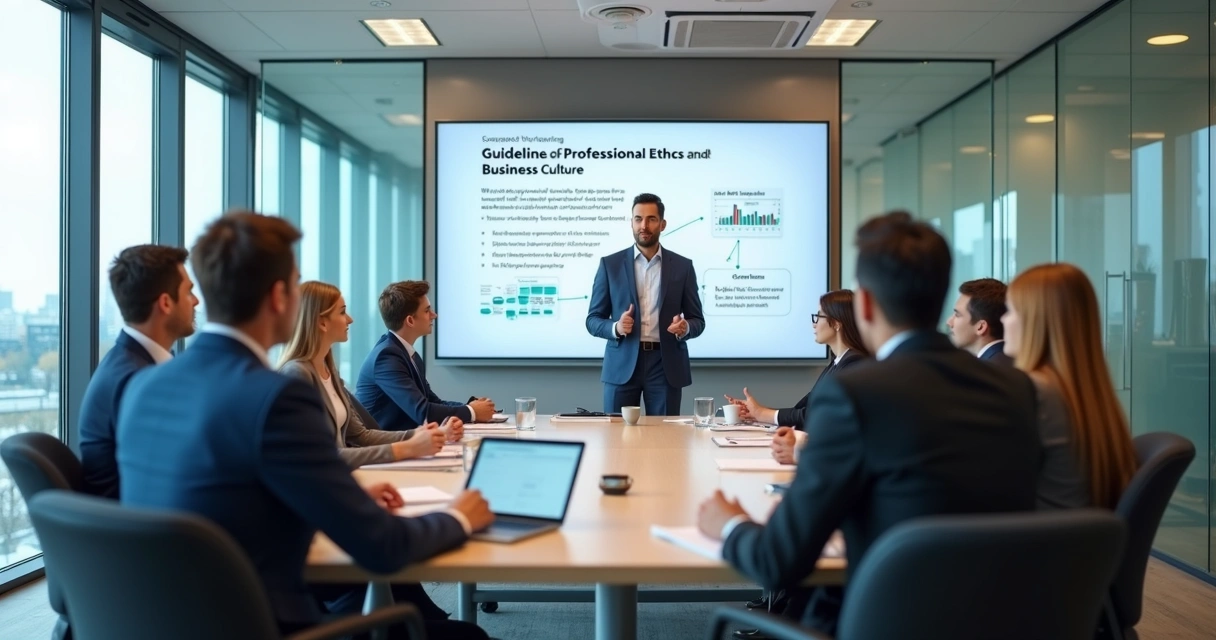 Funcionários em reunião de treinamento em escritório moderno