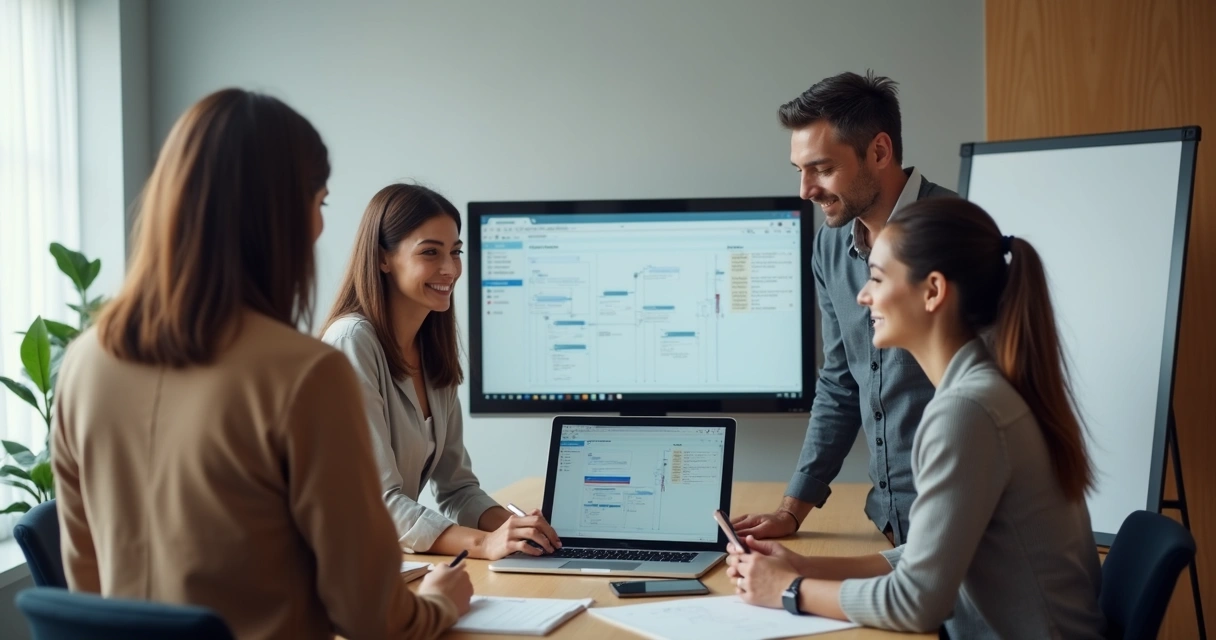 Reunião curta de vendas com CRM aberto 