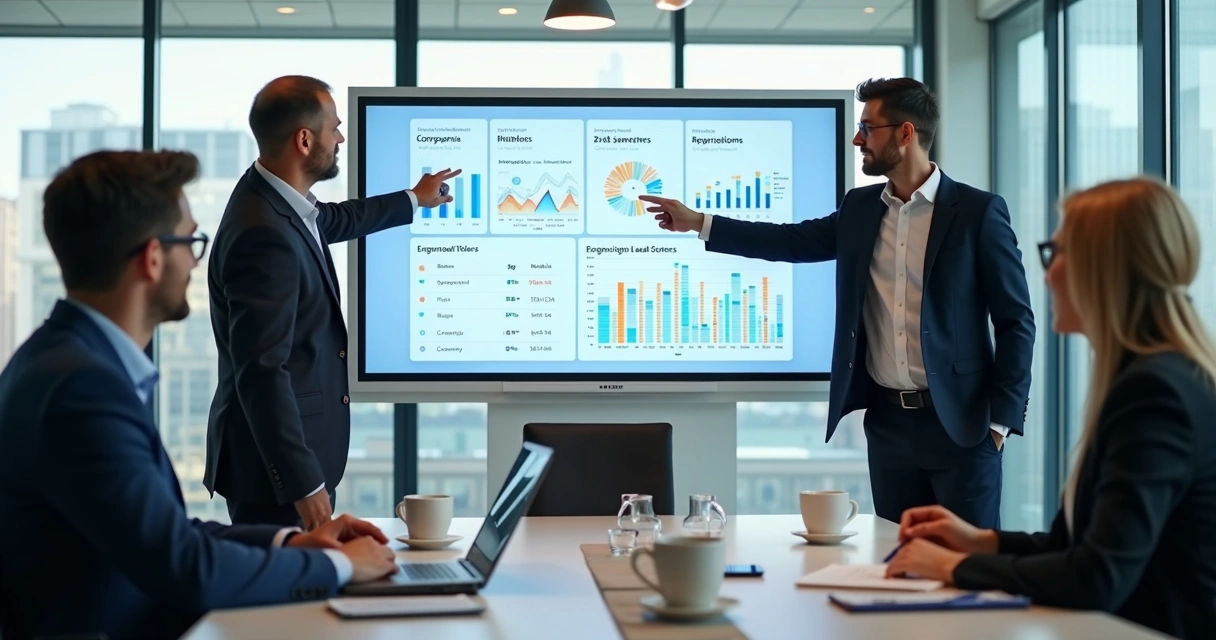 Equipe comercial analisando sinais de intenção em dashboard B2B 