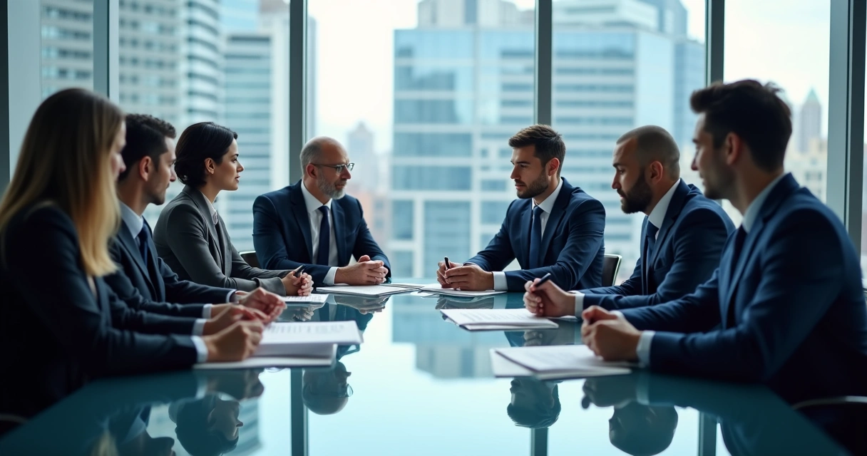 Sócios discutindo cláusula de não concorrência em reunião