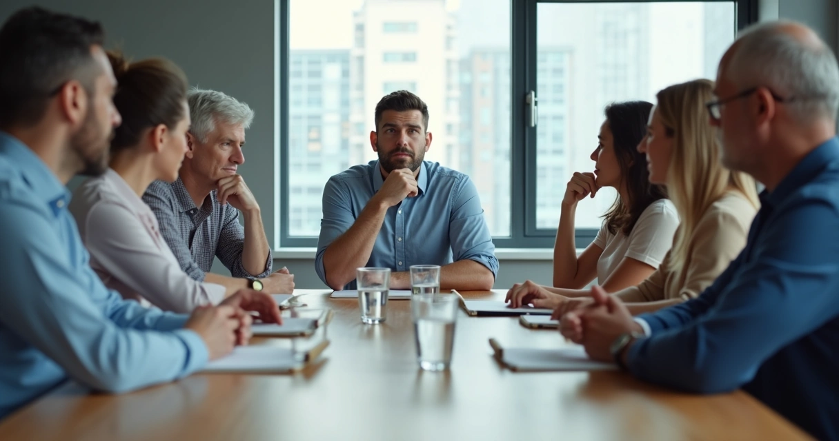 Grupo em reunião influenciando uma decisão coletiva