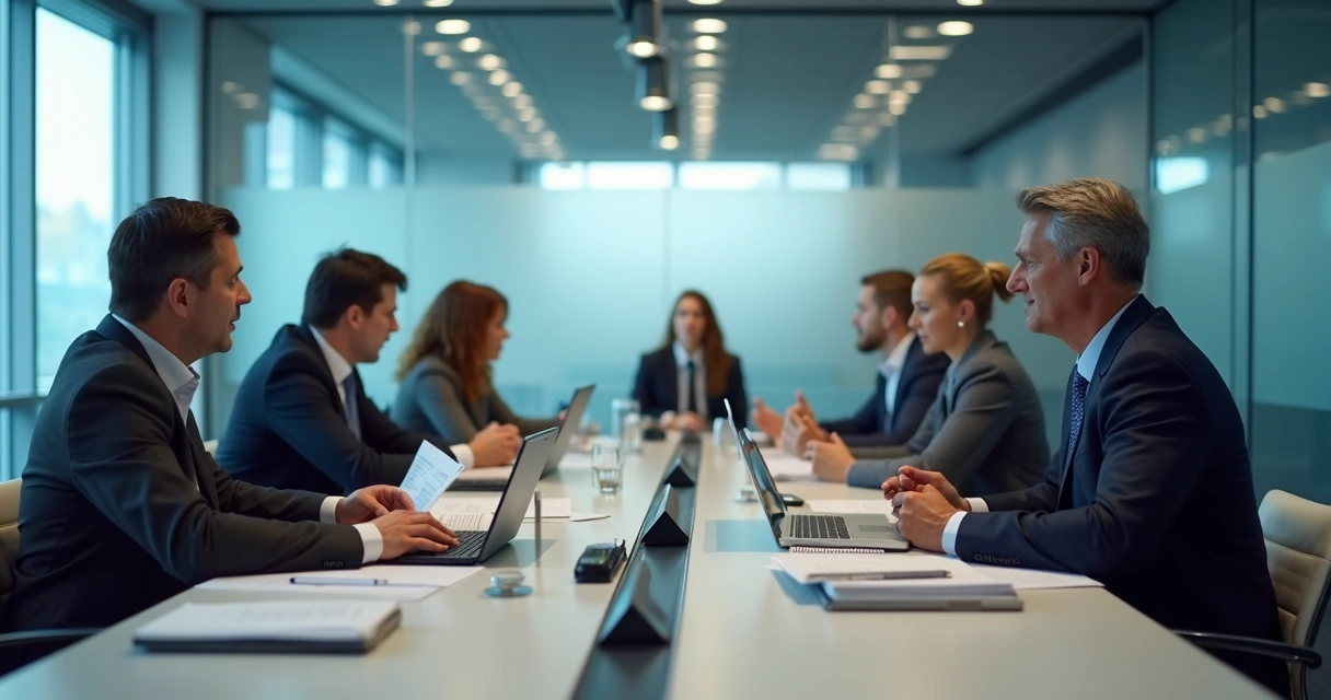 Reunião entre departamentos com clima de tensão e distância