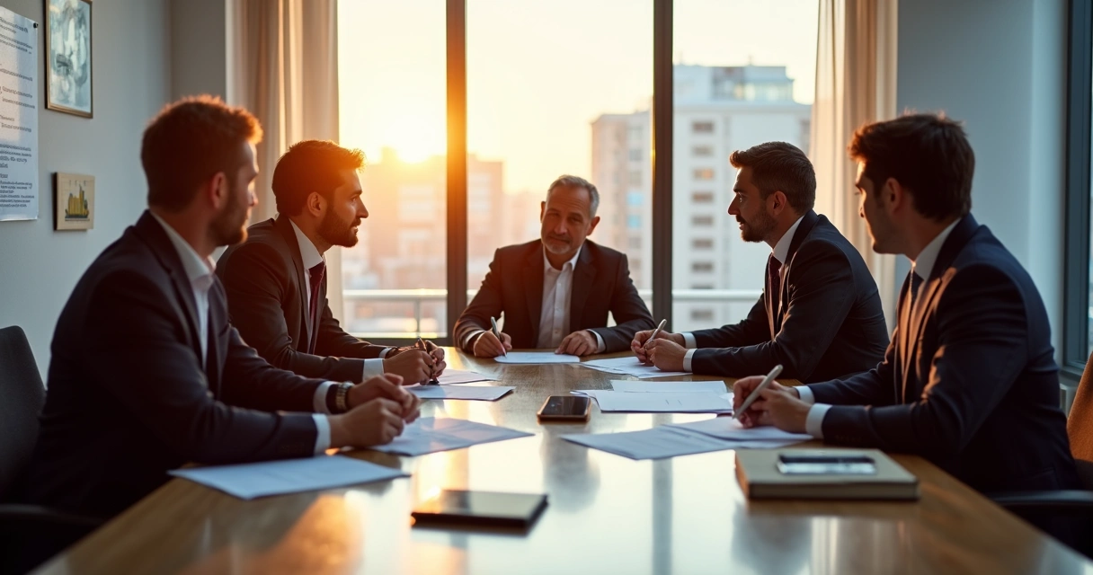Reunião de representantes empresariais e sindicais discutindo normas trabalhistas 