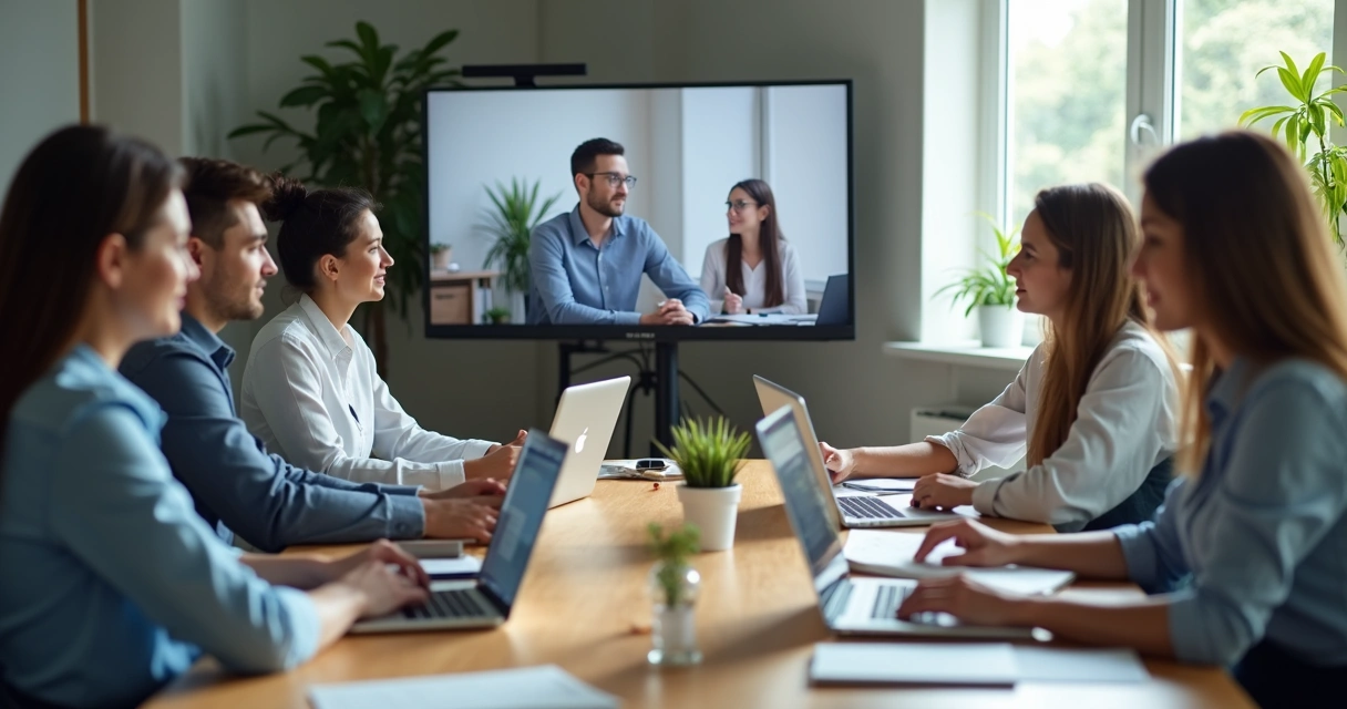 Equipe em reunião online com atenção e escuta ativa