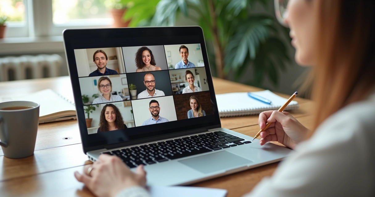 Grupo em reunião online com atenção compartilhada