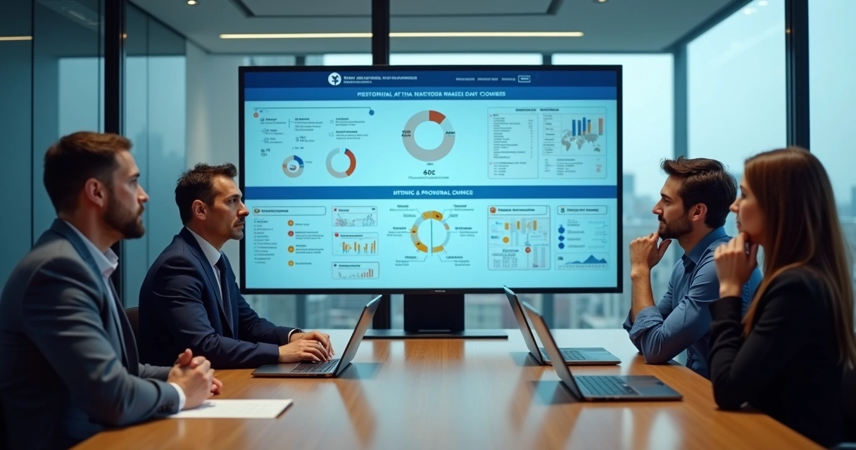 Equipe analisando dados e impactos éticos em uma reunião