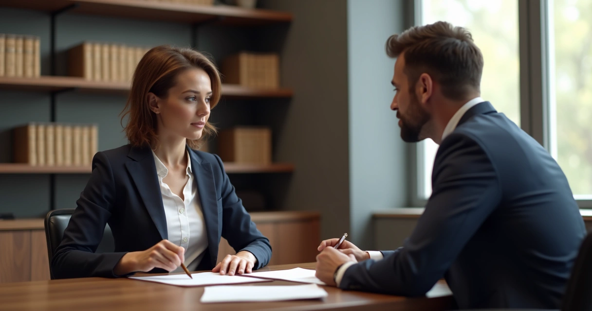 Advogado e cliente em reunião sobre direito do trabalho 