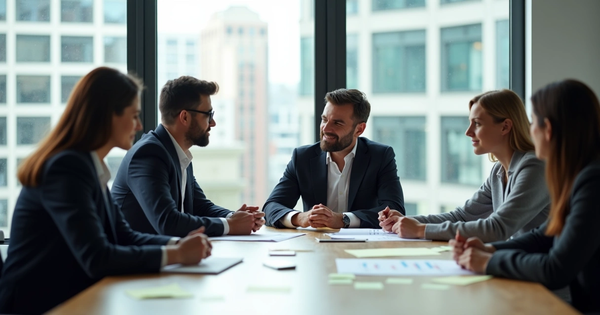 Reunião de equipe diversa em reunião de negócios em uma empresa moderna 
