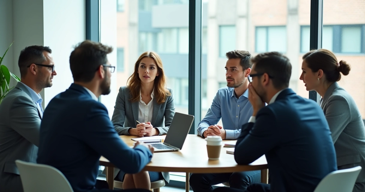 Equipe em reunião com níveis diferentes de participação 