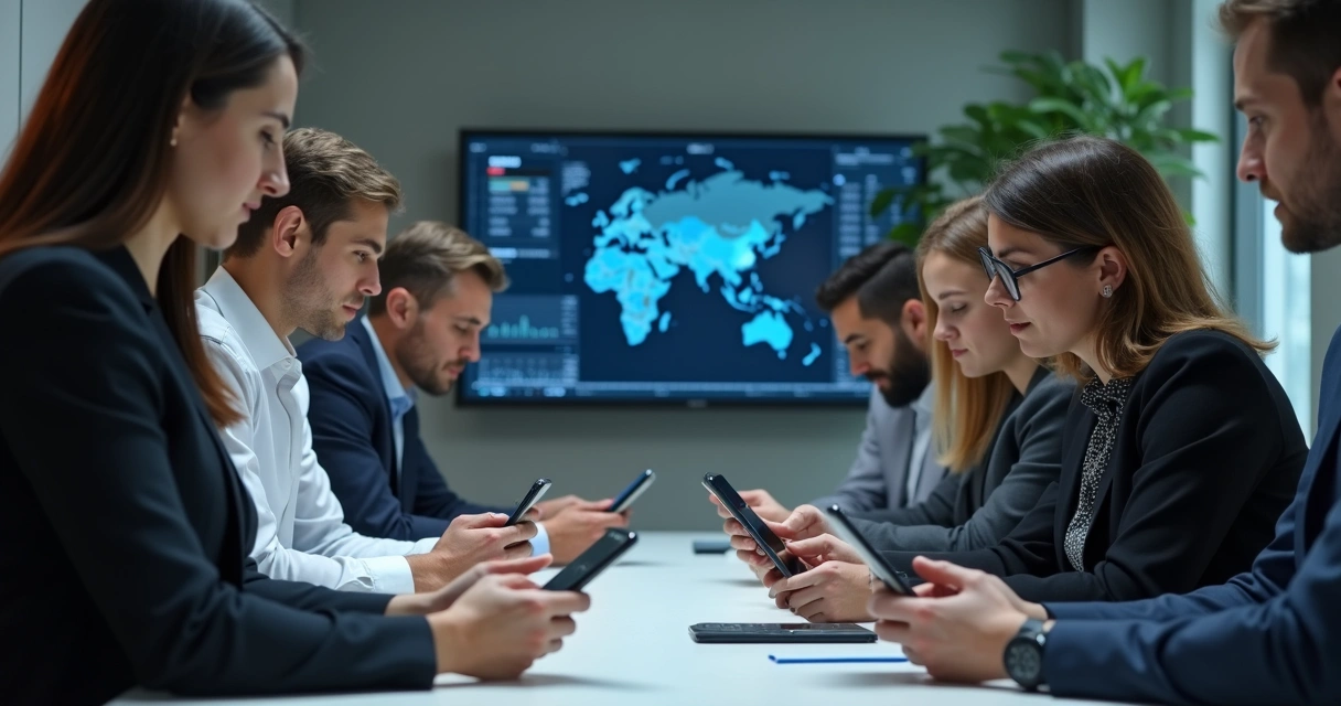 Equipe analisando DRE via WhatsApp em reunião