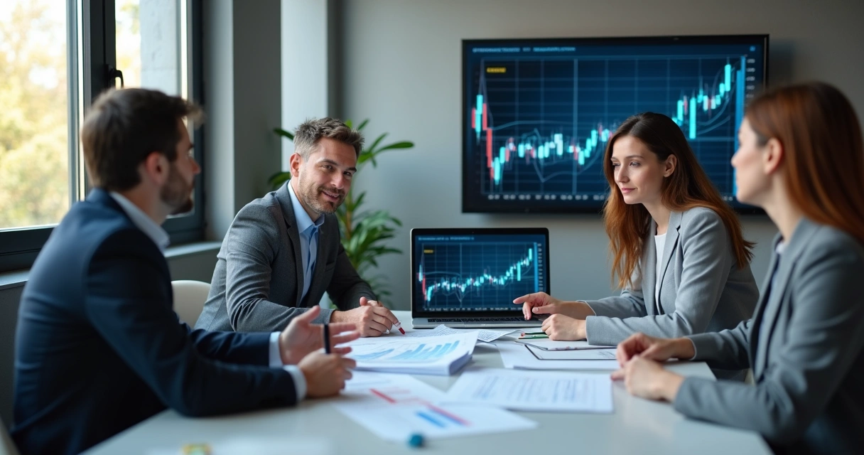 Equipe analisando dados em cenário incerto 