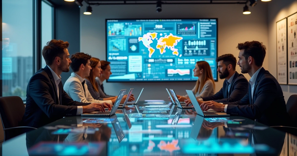 Reunião entre equipe de marketing e clientes 