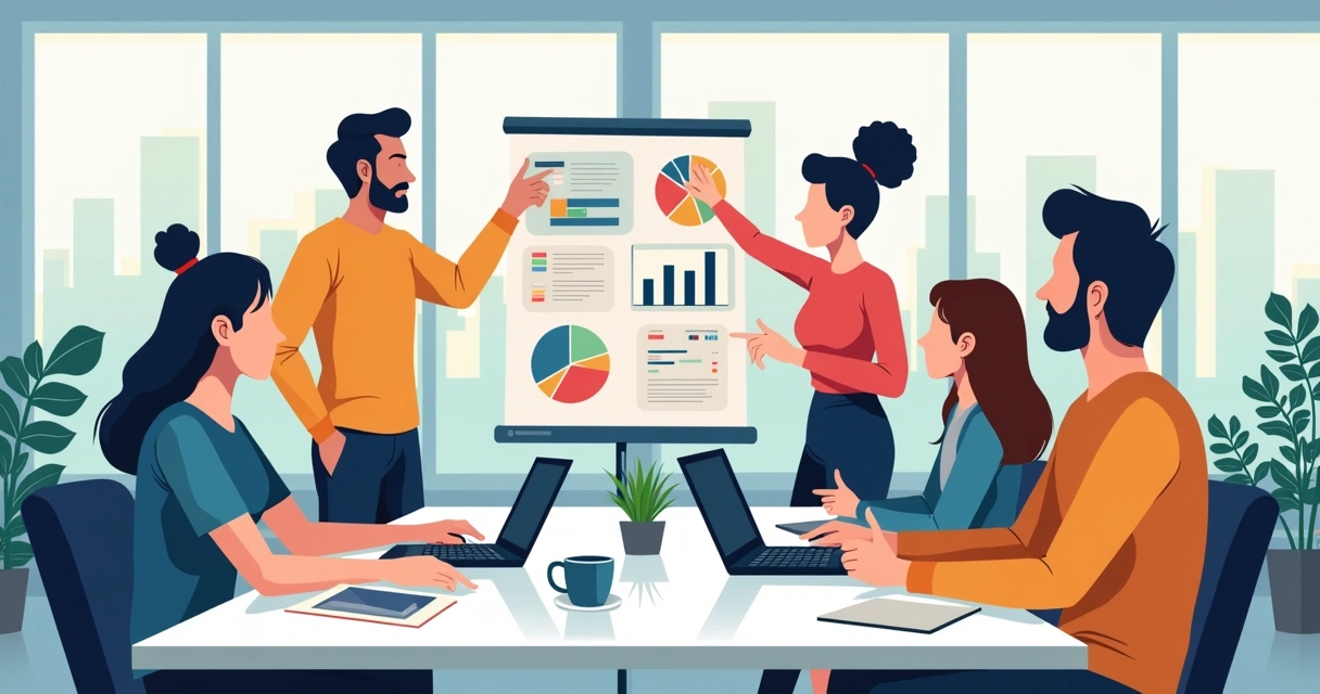 Equipe de marketing reunida planejando estratégias para negócios locais em Curitiba