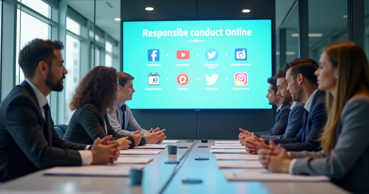 Reunião em empresa sobre política de uso de redes sociais 