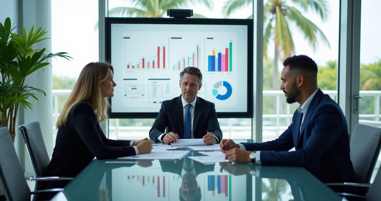 Reunião empresarial com contador em Miami 