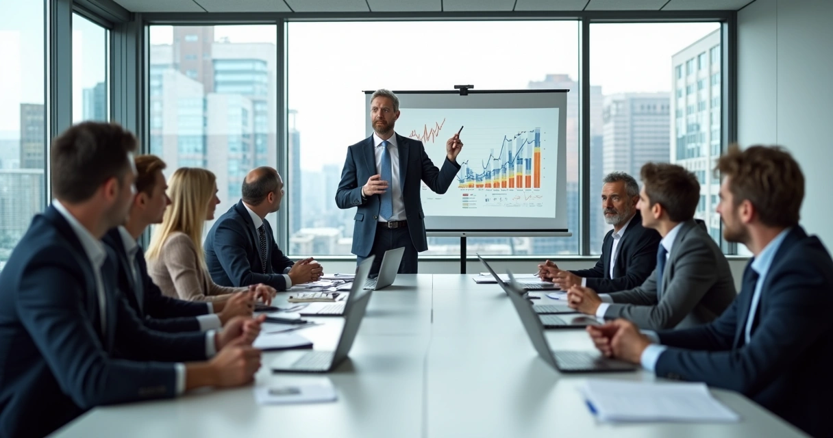 Reunião de diretoria empresarial discutindo estratégias de expansão 