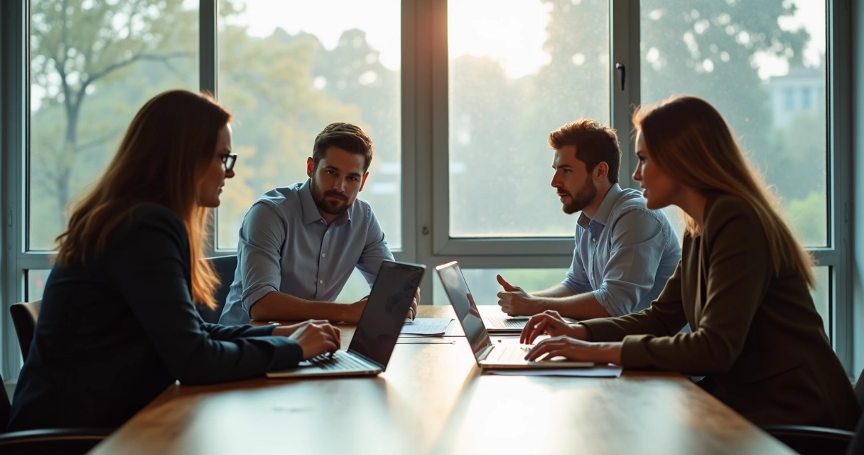 Reunião de negócios entre empresas discutindo contrato 