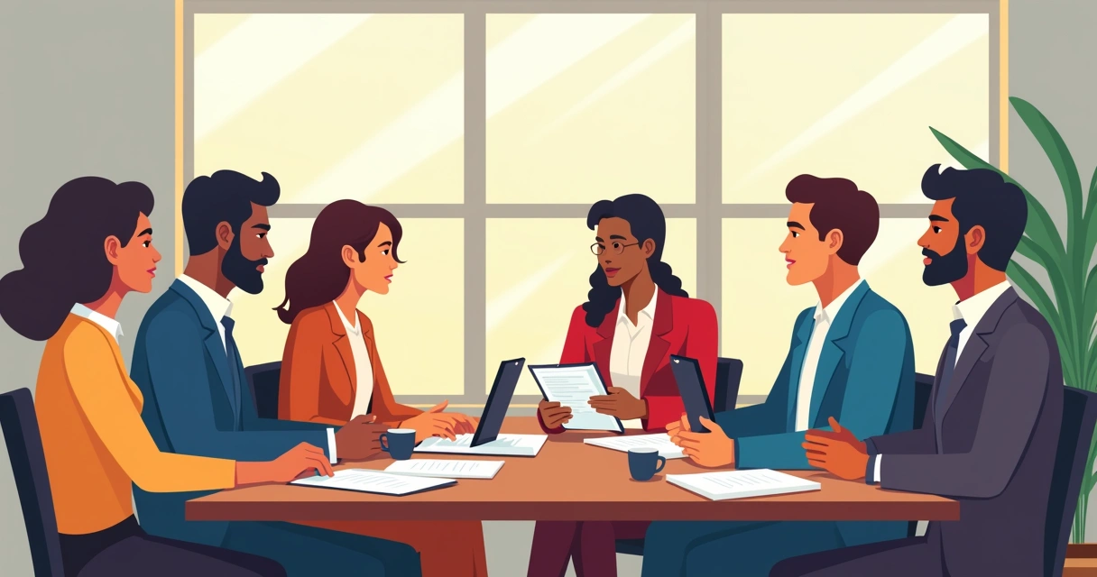 Equipe de campanha reunida em discussão estratégica 