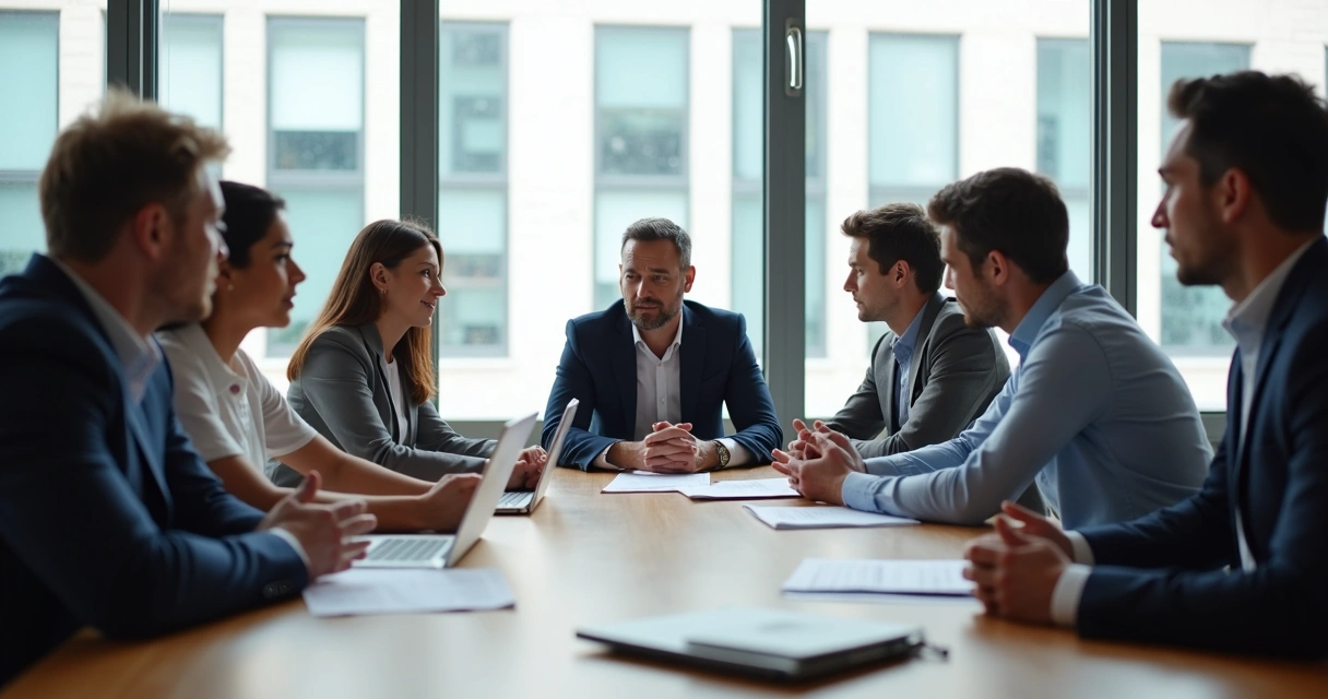 Equipe reunida conversando sobre conflito de trabalho 
