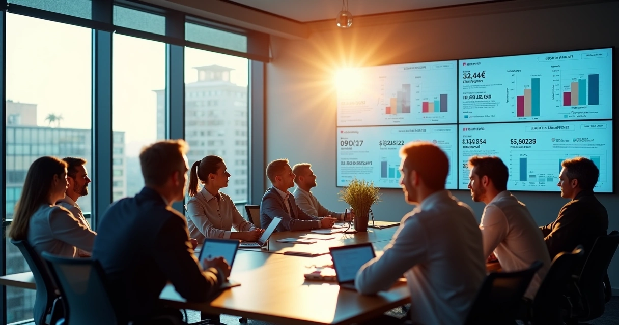 Equipe de vendas reunida discutindo estratégias de leads 
