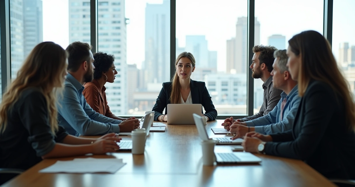 Equipe diversa em reunião em uma sala de escritório 