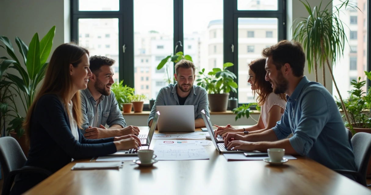 Reunião de equipe de marketing em Cotia numa agência local 