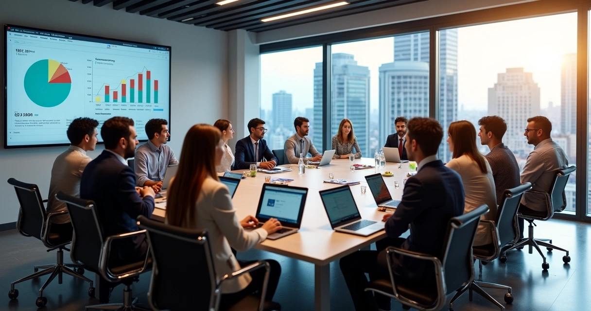 Reunião de equipe de marketing em uma agência. 