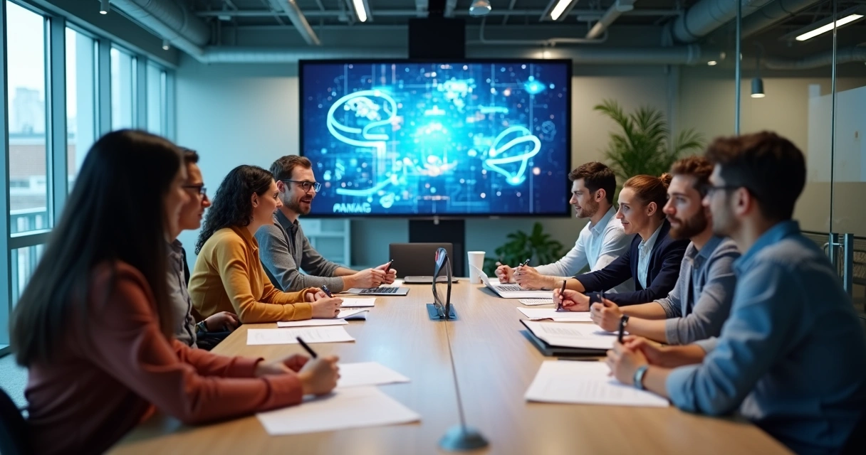 Equipe multicultural em reunião, diferentes pessoas ao redor de uma mesa