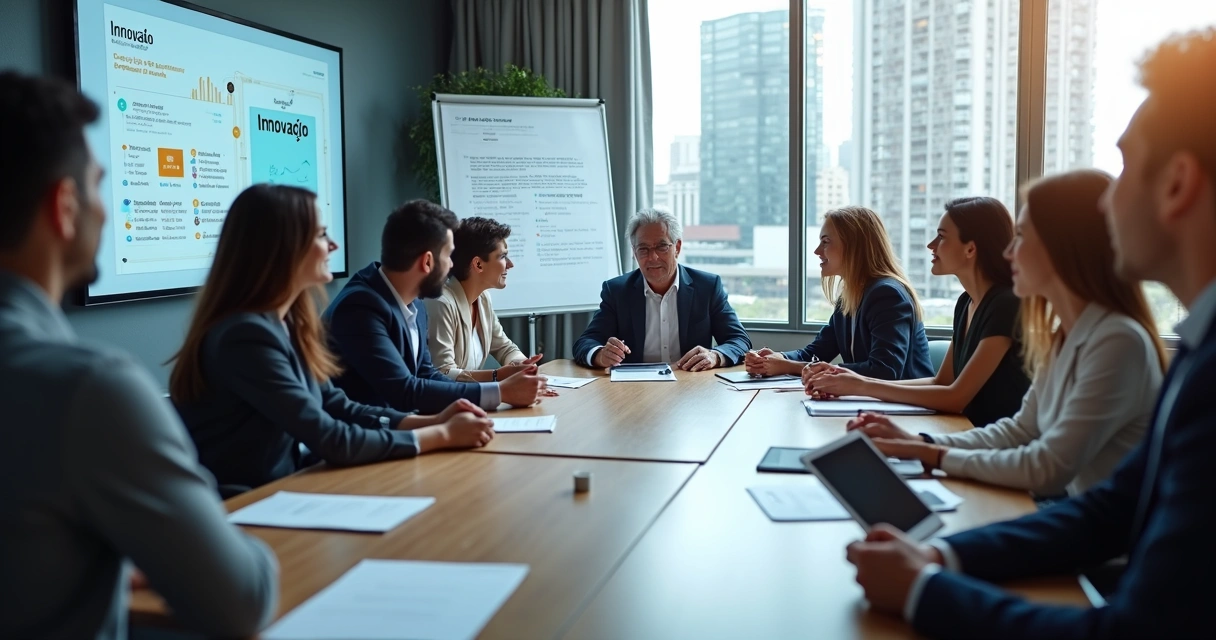 Equipe da prefeitura em reunião discutindo inovação para cidades.