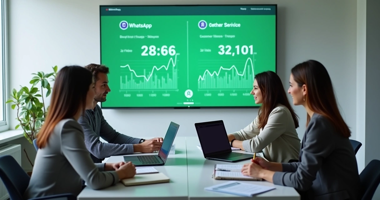 Equipe revisando relatórios de atendimento 