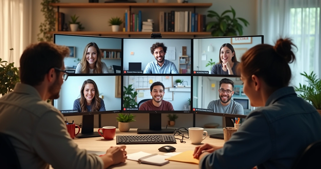 Equipe remota em reunião por videoconferência 