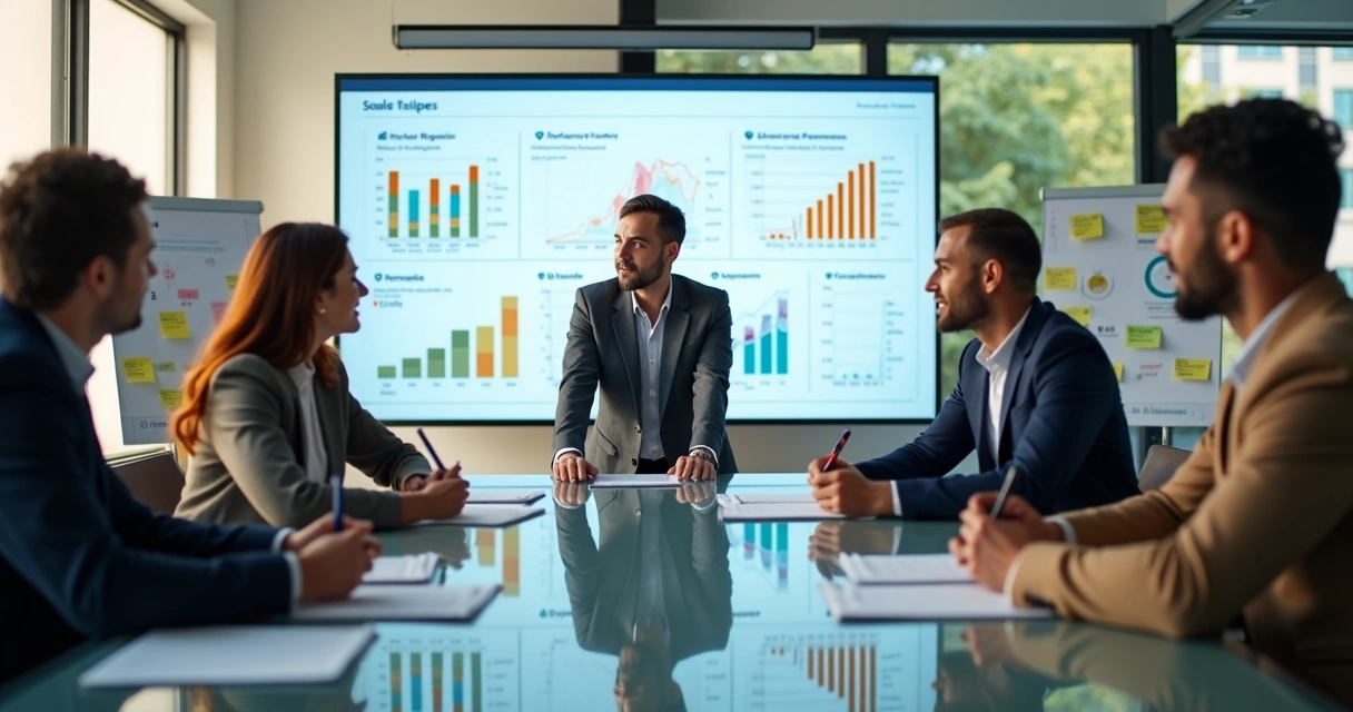 Equipe de vendas em reunião de planejamento 