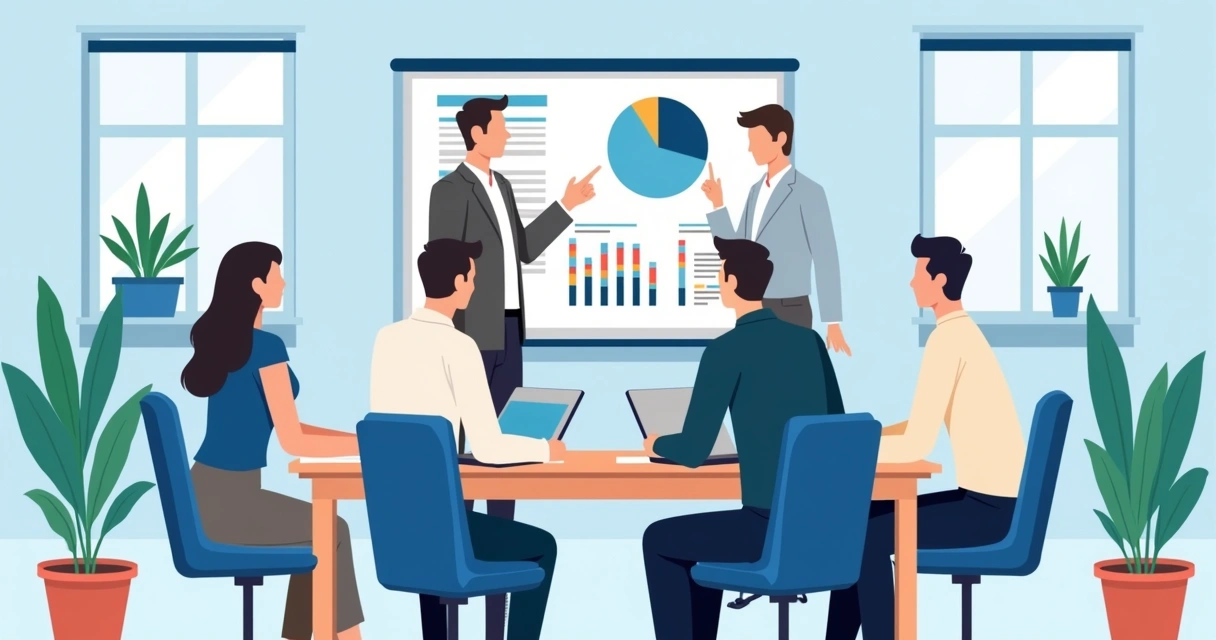 Empresários em reunião escolhendo agência de marketing