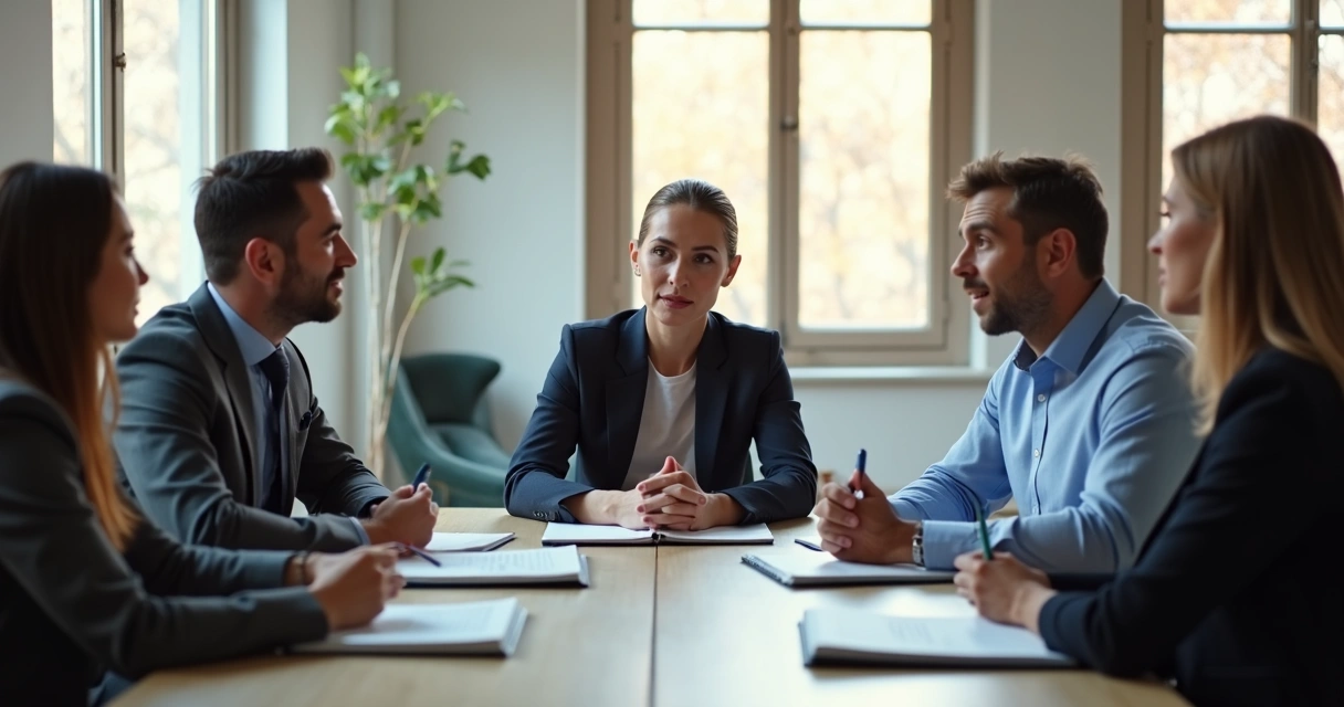 Equipe em reunião ouvindo com atenção