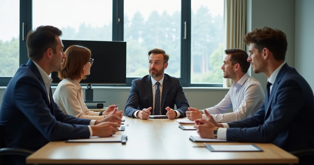 Equipe em reunião, pessoas demonstrando atenção ativa em ambiente de trabalho corporativo. 