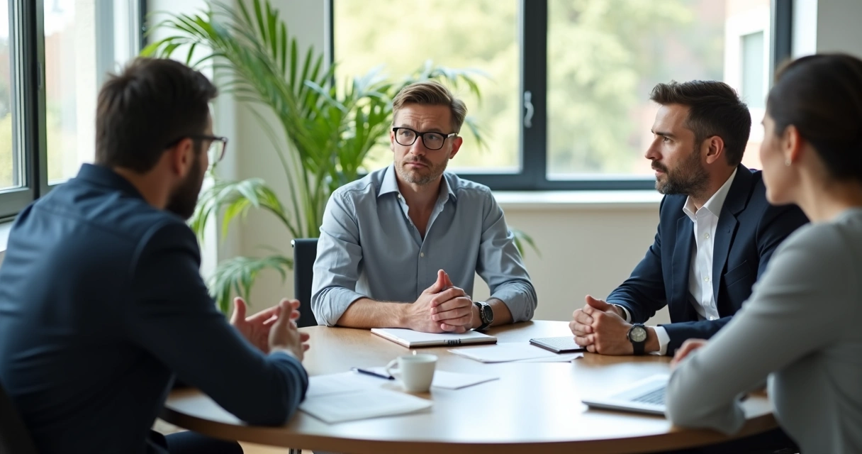 Liderança em reunião de escuta com equipe