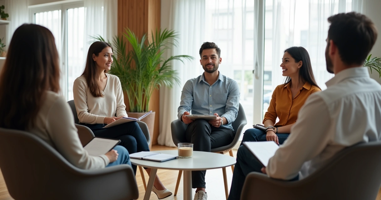 Grupo em reunião com escuta atenta e diálogo respeitoso
