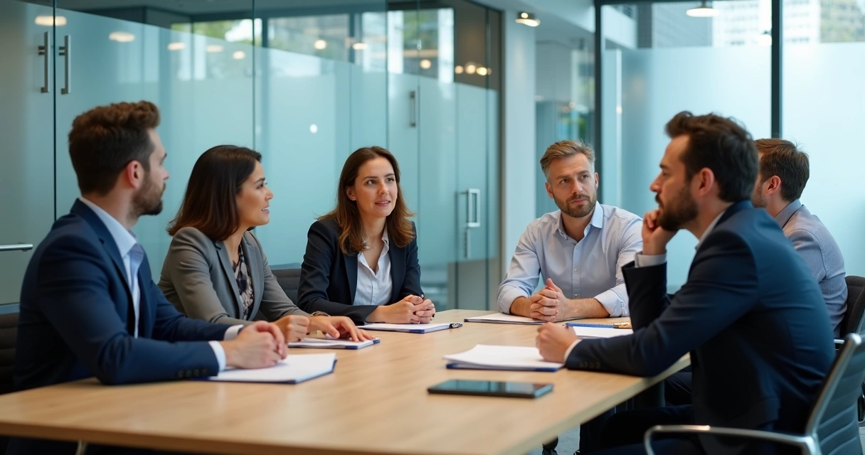 Equipe em reunião com escuta ativa no escritório 